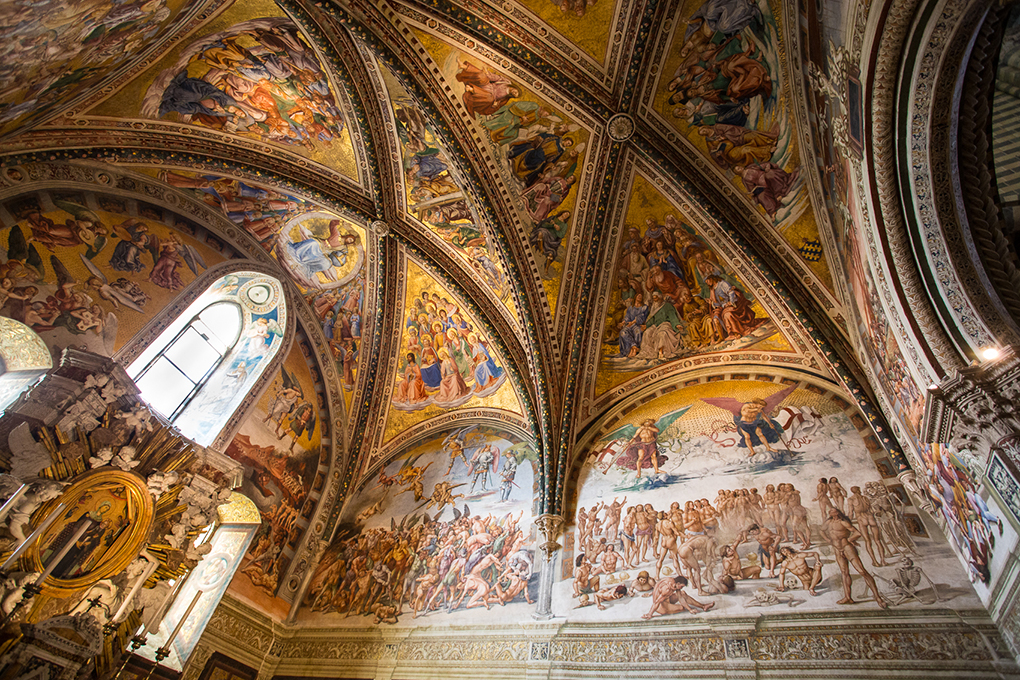 San Brizio Chapel, Orvieto Cathedral. Signorelli and Fra Angelico frescoes