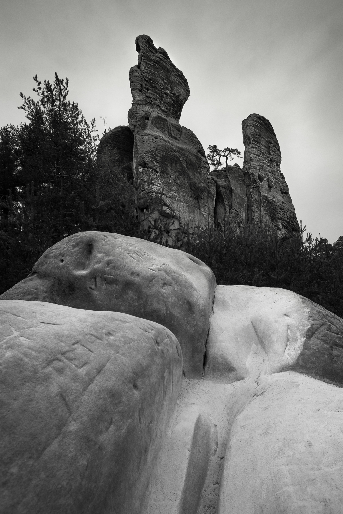 Hruba Skala monolithic rocks. Photo taken during winter photo workshop in Bohemia.
